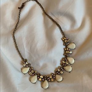 White Stone & Rhinestone Statement Necklace